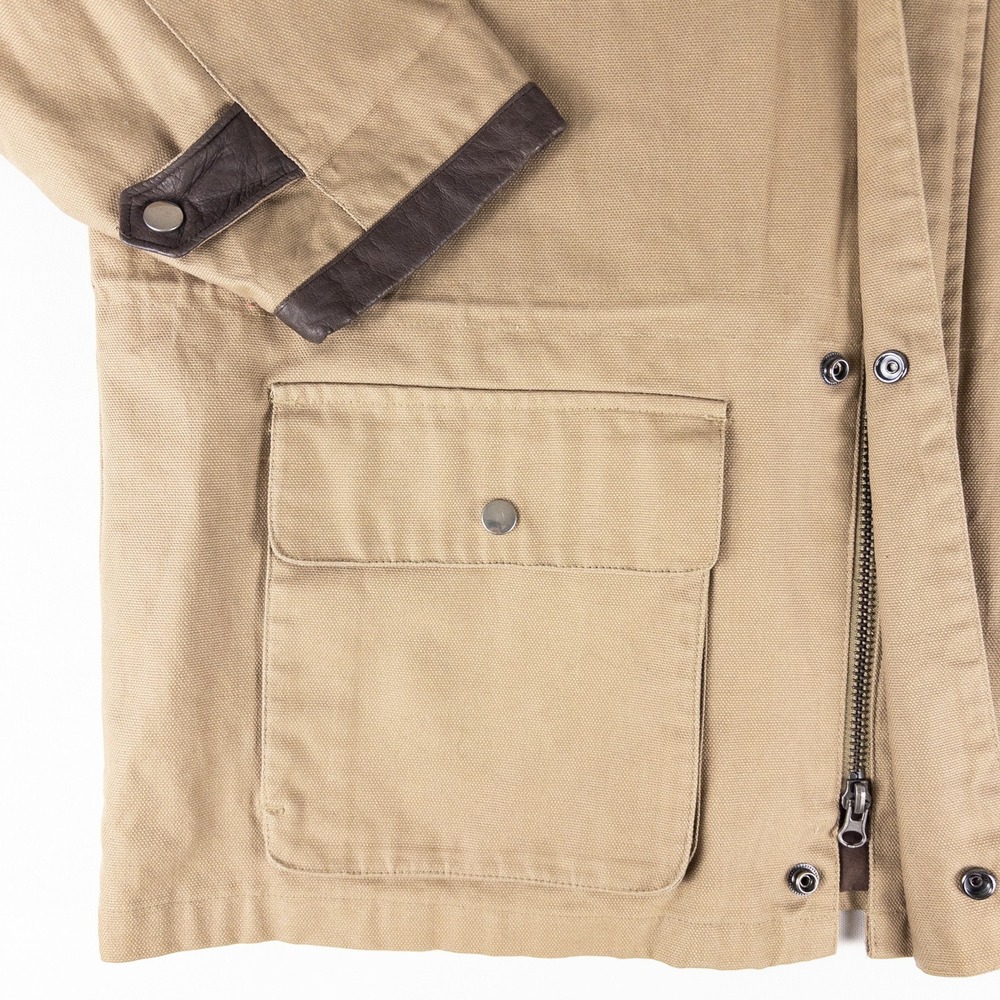 Vintage Field Chore Jacket Men L Tan Leather Collar Shooting Barn Harness Rugged - Picture 2 of 9